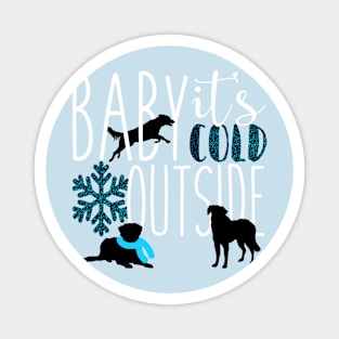 Winter Dog Christmas Magnet